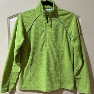 COLUMBIA Vintage Textured Fleece Quarter Zip Pullover Green Women's Size Small